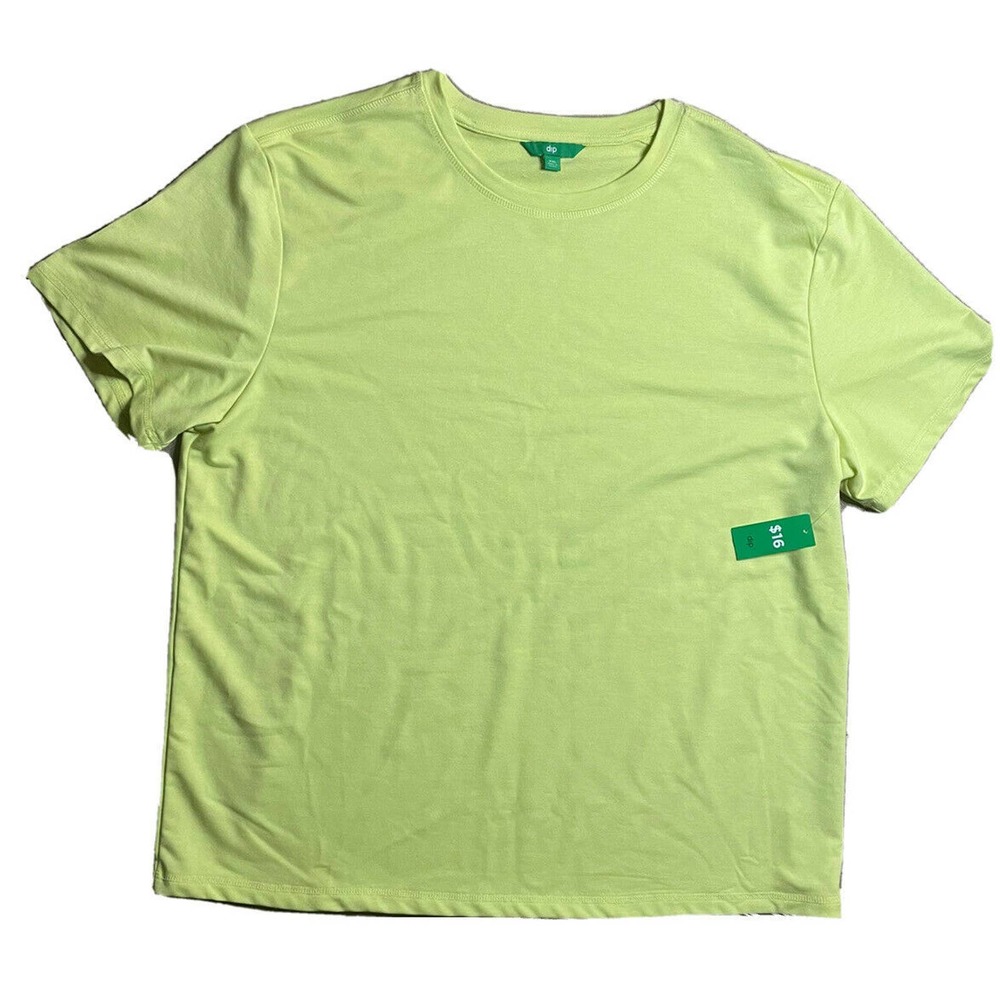 DIP Mens 2X T Shirt Bright Neon Green XXL Short Sleeve Solid Workout Work Tee